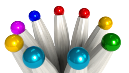 ten Colorful Shiny Balls Arrangement, Game, Design isolated on solid white background