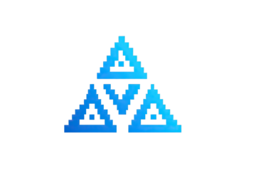 Pixelated triangles, glitch art, blue