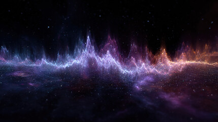 Cosmic nebula colors form an abstract soundwave pulsing with interstellar rhythms.