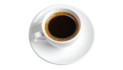 Black Coffee with White Cup, and Top View.