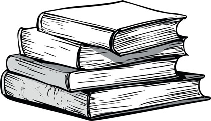 Modern illustration of a continuous one line drawing depicting a stack of books in minimalist linear hand drawn style