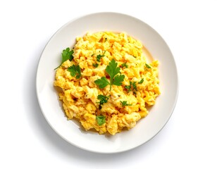 Scrambled eggs on plate