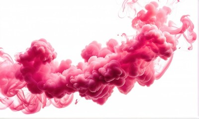 Fototapeta premium Swirling Pink Ink Abstract in Water on White Background