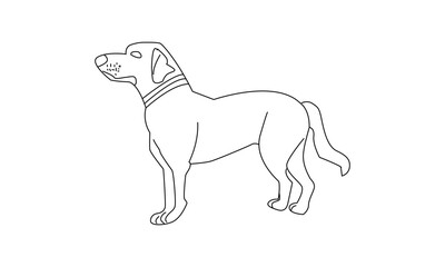 Minimalist Line Drawing of a Dog in Outline Style