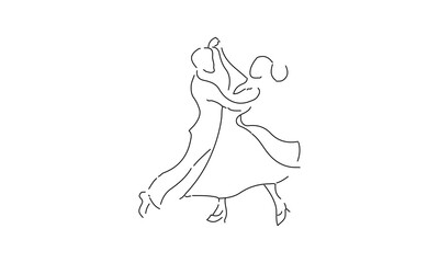 Minimalist Line Drawing of an Elegant Dancing Couple