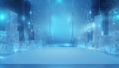 Naklejka premium Futuristic Corridor With Neon Lights And Transparent Walls