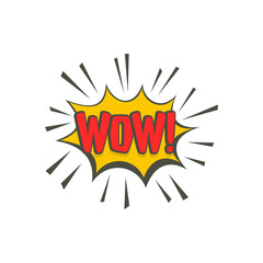 WOW comic text speech bubble icon isolated on white background
