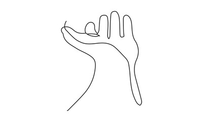 Minimalist Line Art of Hand Holding a Bird