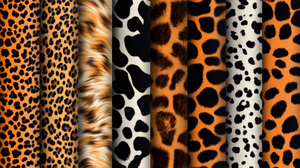 Animal Print Textures of Tiger, Zebra and Leopard Skins for Fashion and Textile Design background,generative ai