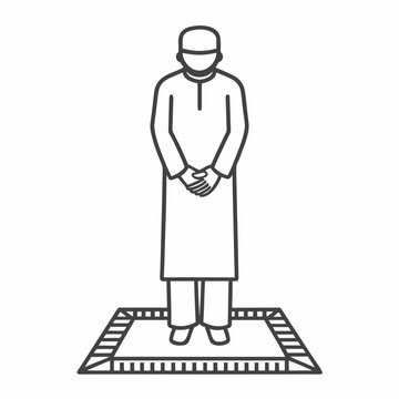 muslim man praying on prayer rug clip art preview