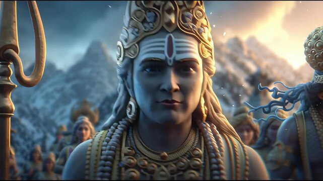 Devas walking in the Himalayas mythological divine assembly