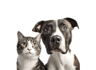 Obraz premium a dog and a cat looking at the camera in front