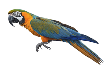 Jungle Macaw Parrot Isolated on Transparent Background