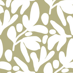 Summer seasonal Mediterranean seamless pattern background vector. Italian wallpaper of leaves branch, organic shape. Summer doodle design for fabric, prints, banner, packaging, tile. © TWINS DESIGN STUDIO