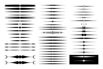 Collection of Decorative Black and White Line Dividers and Ornaments