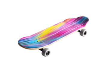 Skateboard with Bright Colors Isolated on Transparent Background