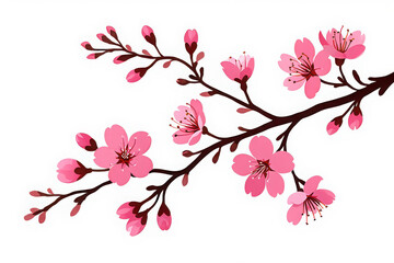 Naklejka premium Delicate pink cherry blossom branch with buds and flowers
