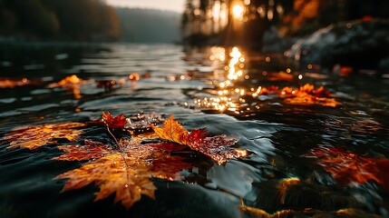 Beautiful Orange Lotus With Autumn