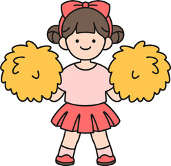 little girl with a pompom