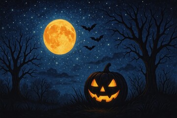 Spooky Halloween night scene.