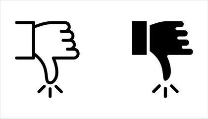 Dislike icon set. Black pictogram on white background