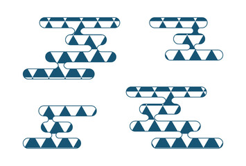 ネイビーの鱗模様の和風の雲のイラスト