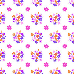 Seamless pattern minimalist repeating background with flowers. Fabric wallpaper print texture. Perfectly for backdrop, wrapped paper, linen.