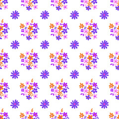 Seamless pattern minimalist repeating background with flowers. Fabric wallpaper print texture. Perfectly for backdrop, wrapped paper, linen.