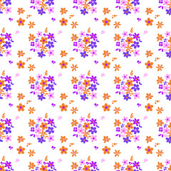 Seamless pattern minimalist repeating background with flowers. Fabric wallpaper print texture. Perfectly for backdrop, wrapped paper, linen.