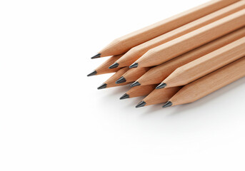 Fototapeta premium Stacked Unsharpened Graphite Pencils with Wood Grain Detail and Gray Lead Tips