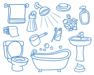 set of bathroom objects