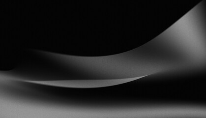Obraz premium Dynamic flowing curved gray lines with fine grain on very dark black abstract background. Perfect design for cards, banners, posters or premium and luxury product advertisements.