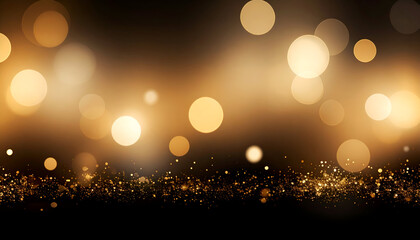 Golden bokeh lights sparkle background.