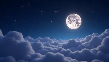 World Sleep Day with tranquil moon and stars in night sky