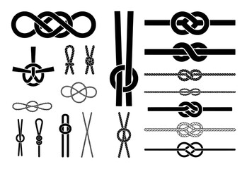 Collection of Various Rope Knots and Hitches in Black and White © Sultana