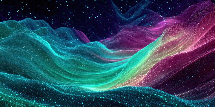 Abstract landscape of glowing, undulating colors