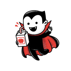 A playful vampire character enjoying a drink, perfect for festive or Halloween-themed designs and illustrations.