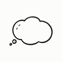 A simple cartoon thought bubble with a smiling face and speech bubble