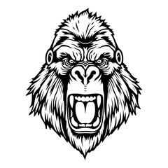 Obraz premium gorilla head shouted sketch vector illustration