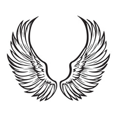 Obraz premium Angel Wings Silhouette, Spiritual Feather Vector Clipart, Sacred Angel Wings Silhouette, Fantasy Angel Wings Silhouette, Religious Symbol Vector Design