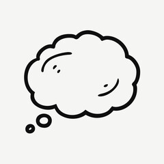 A cartoon thought bubble with a smiling face and speech bubbles