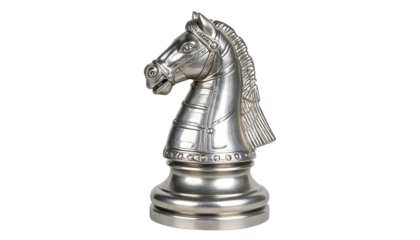 Realistic knight chess piece with detailed carving and polished finish, isolated on a clean white background png