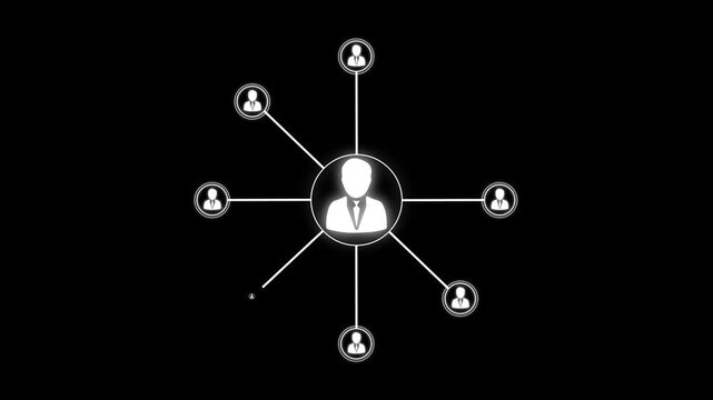 Network system, network connections with people icons animation.  digital interface connection and communication concept animation by white color. - Powered by Adobe