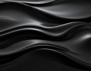 Fototapeta premium Smooth, dark, undulating waves of glossy material create an elegant, abstract design