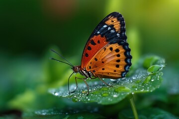 Obraz premium Macro Dewdrop Wall Decor, Delicate Insect Nature Poster, Ethereal Wildlife Illustration, Instant Digital Download