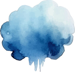 Vector watercolor painted cloud. Hand drawn design elements isolated on white background.