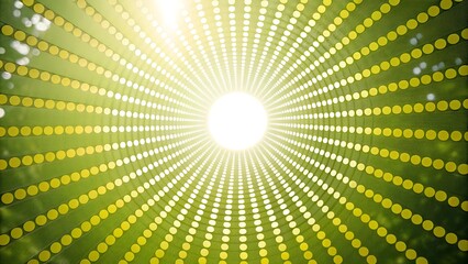 Fototapeta premium Bright light tunnel with green and yellow dots