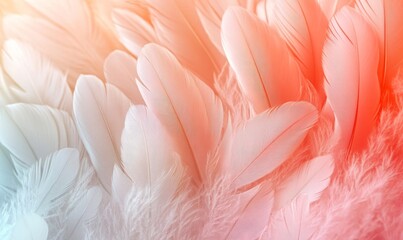 Feathers background featuring natural, neutral, and pastel colors, creating a soft and aesthetically pleasing texture that embodies purity and beauty in nature, Generative AI