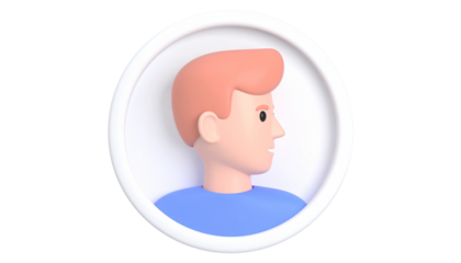 Studio-Lit Commercial-Grade Elegant 3D profile avatar circle icon PNG cutout, ideal for branding and web design, HD resource, content creation, digital download isolated on solid white background