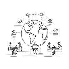 Obraz premium Global network connection world communication technology internet business online social media worldwide concept